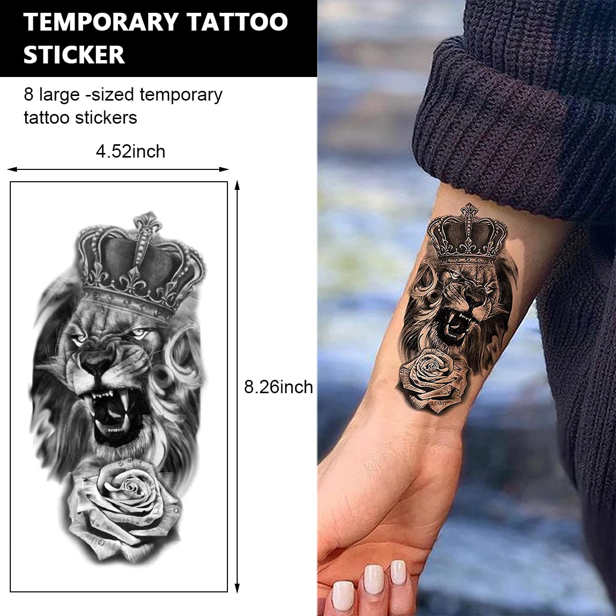 MAYCREATE 38 Sheets Temporary Tattoo Sticker For Men Black Tatto Sticker Beast on Arm Waterproof Large Tattoo Stickers Assorted Tatto Sticker MAYCREATE 38 Sheets Temporary Tattoo Sticker For Men Black Tatto Sticker Beast on Arm Waterproof Large Tattoo Stickers Assorted Tatto Sticker